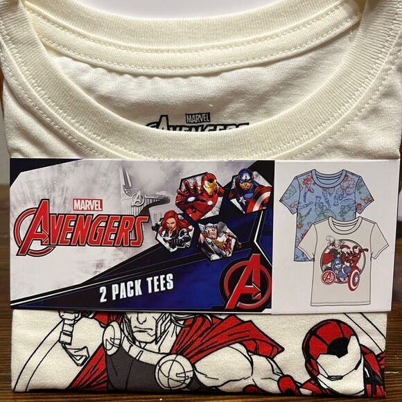 NWT Avengers 2 pkg of T-shirts 1 White, 1 Blue - Picture 2 of 4